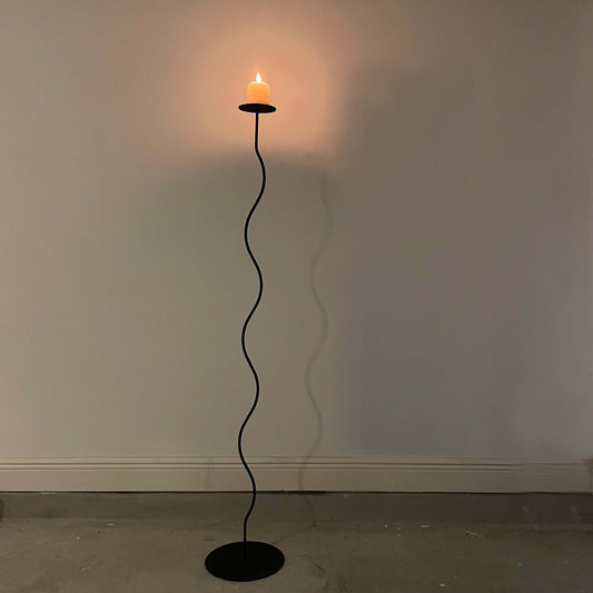 Postmodern Iron Squiggle Floor Candle Holder