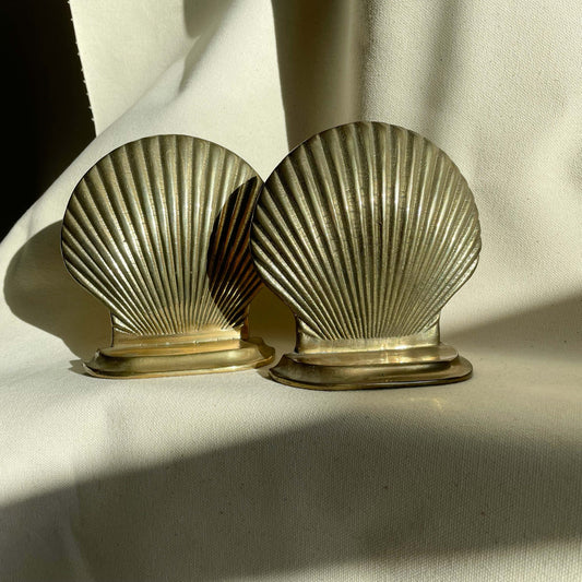 Vintage Brass Shell Bookends