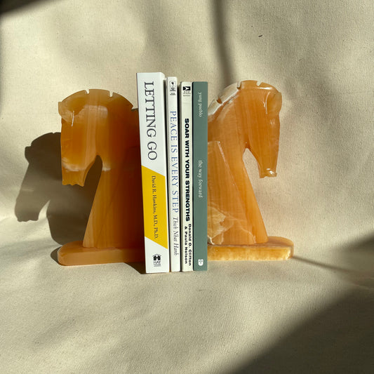 Set of Two Vintage Orange Horse Bookends