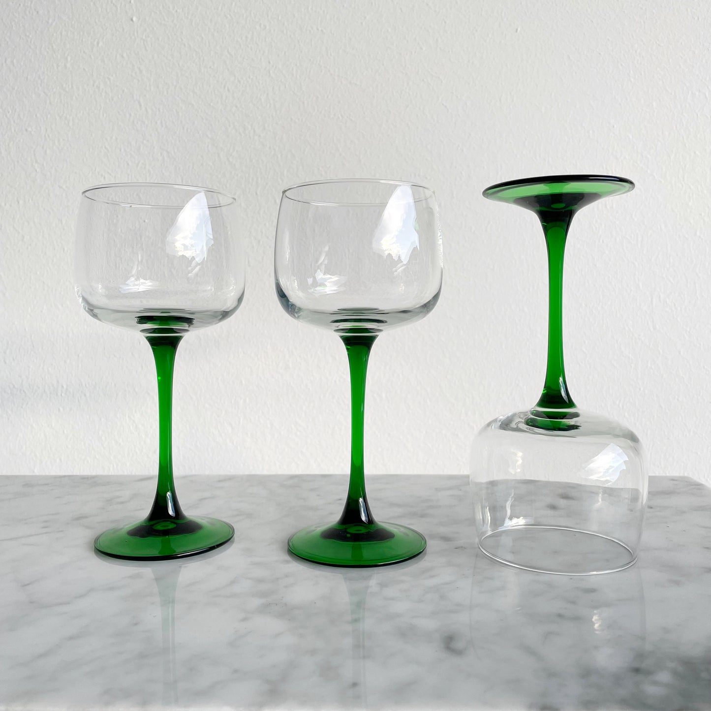 Emerald Stem Luminarc Glassware x5