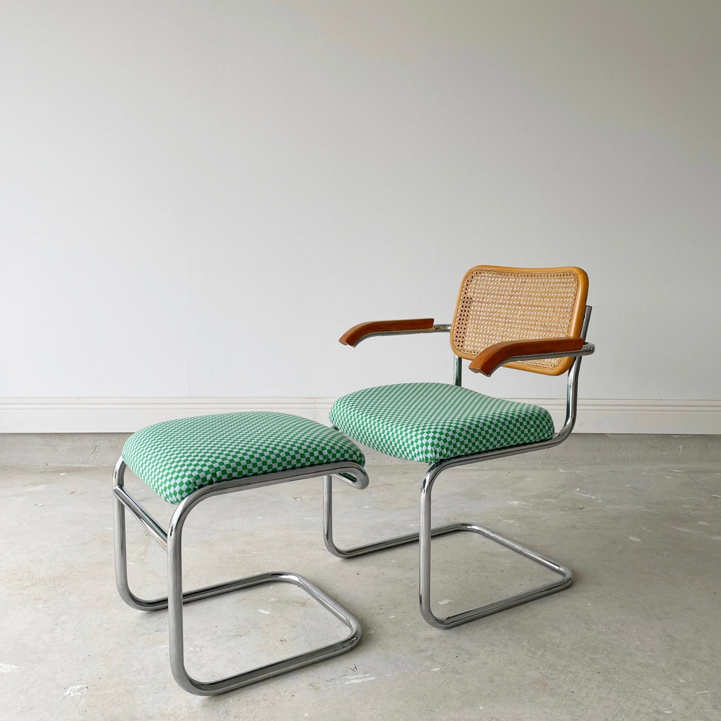 Mid-Century Modern Chrome Cantilever Footstool