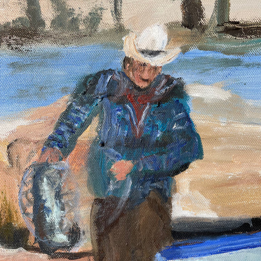 Cowboy on a Boat: Original Artwork, Signed