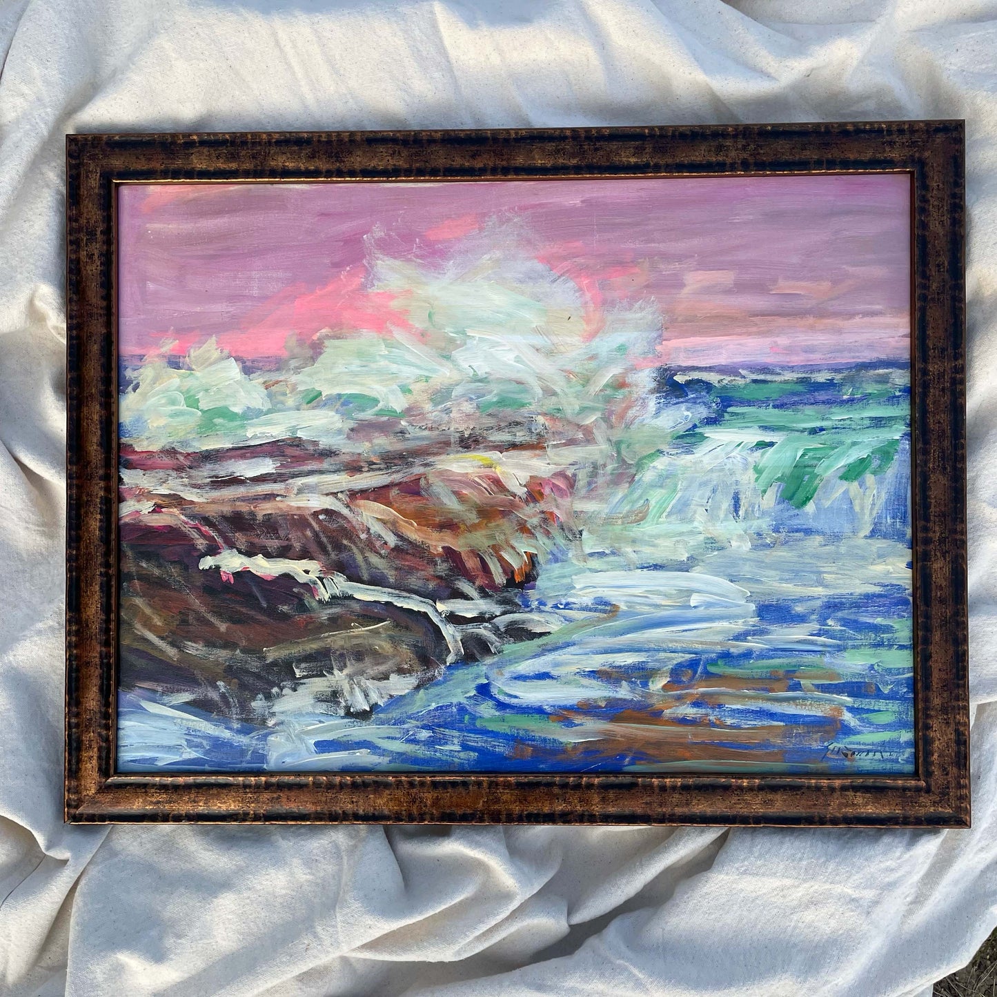 Scenic Landscape: Crashing Waves, Original Art, Signed