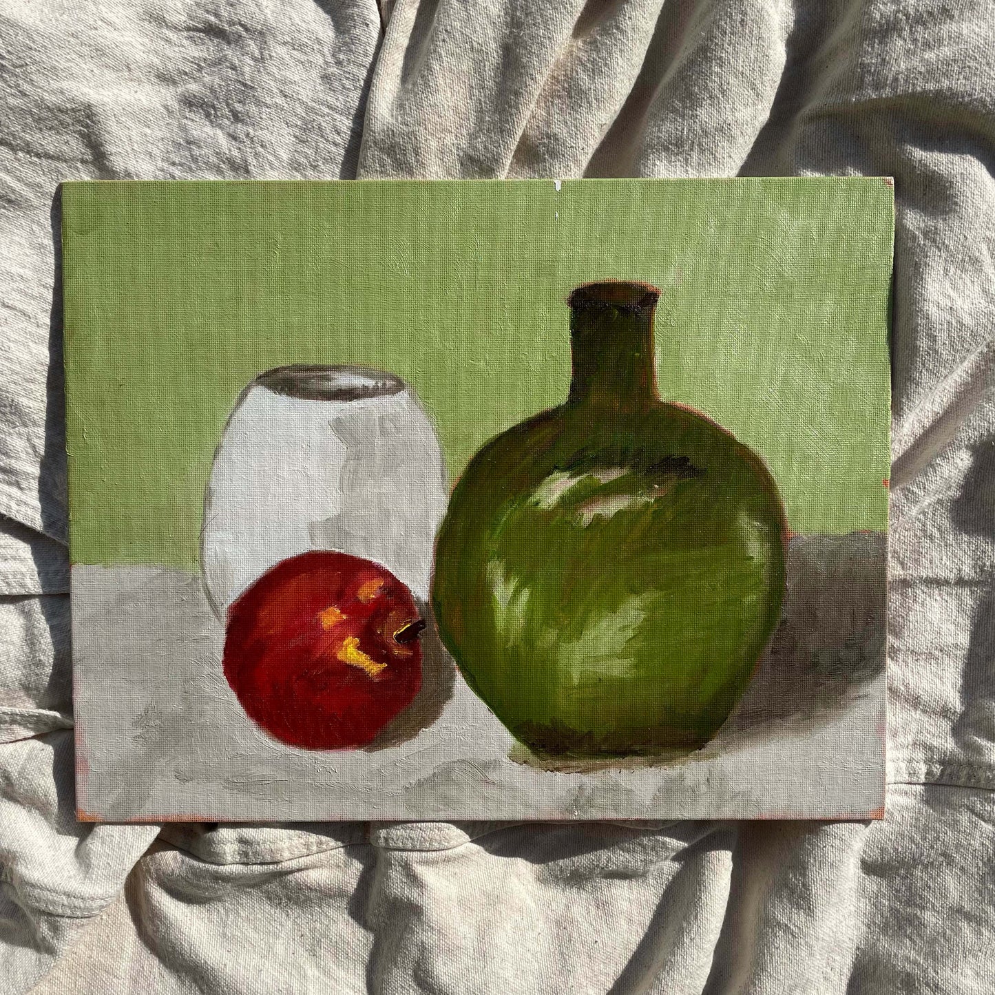 Still Life: Apple and Vases - Original Artwork, Signed