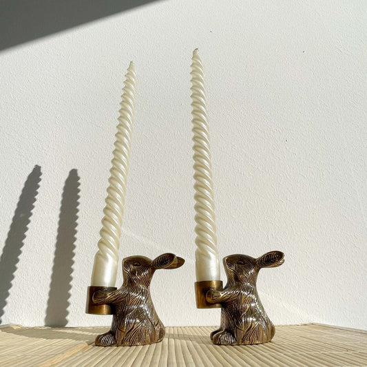 Brass Rabbit Candle Holder x2