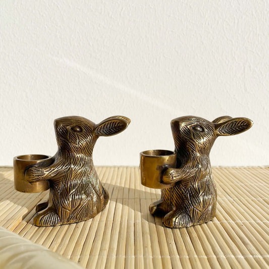 Brass Rabbit Candle Holder x2