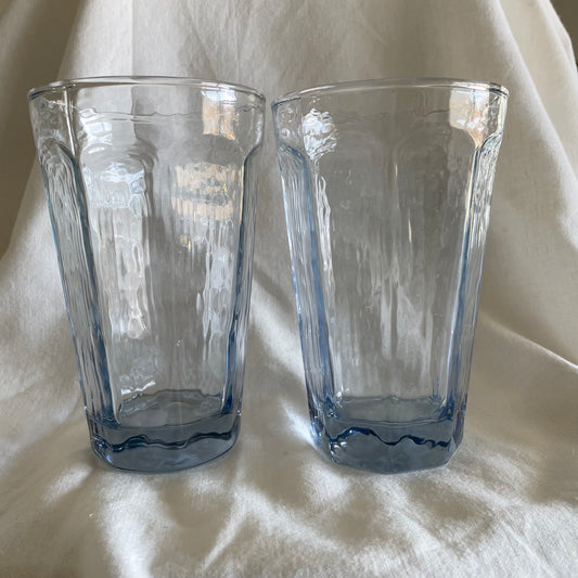 Light Blue Glass Tumblers x2