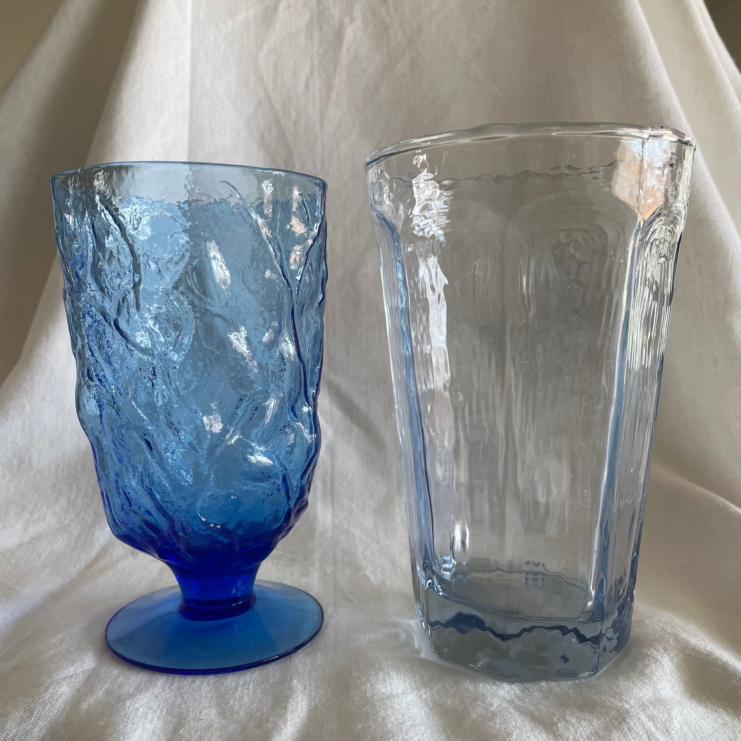 Crinkle Blue Water Goblet by Morgantown x2