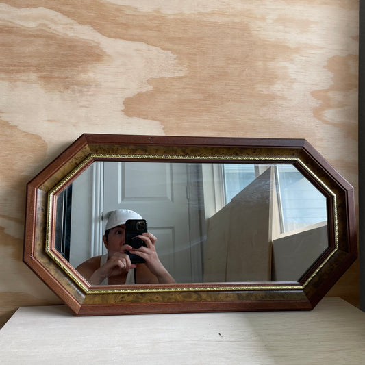 Vintage Octagonal Burl Mirror: Ready to Ship