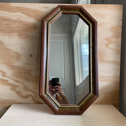 Vintage Octagonal Burl Mirror: Ready to Ship