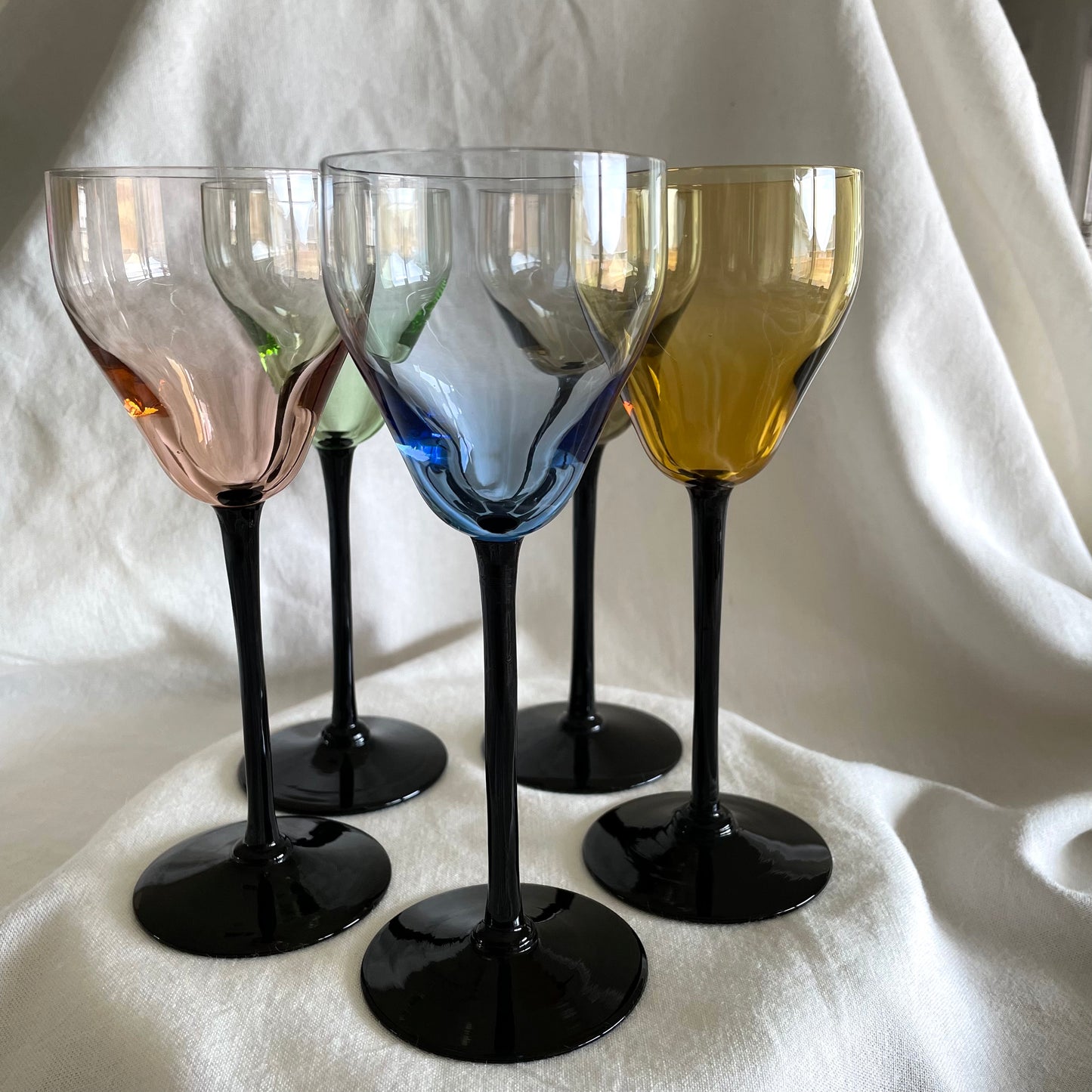 Jewel Color Glass with Black Stem x1