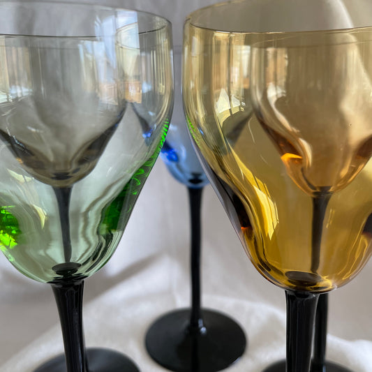 Jewel Color Glass with Black Stem x1