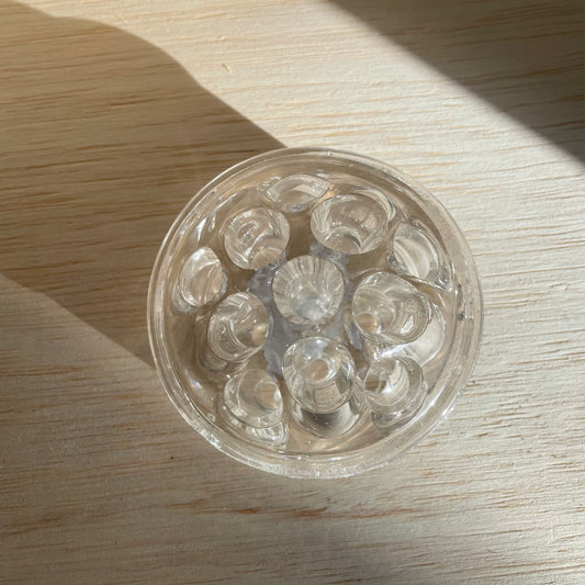 Vintage Clear Glass Round Flower Frog 11 Holes Floral Arrangement Holder