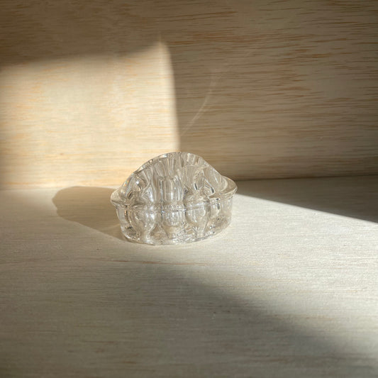 Vintage Clear Glass Round Flower Frog 11 Holes Floral Arrangement Holder