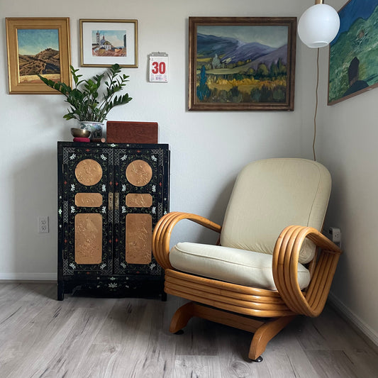 Vintage Beverly Hills Rattan Arm Lounge Rocking Chair