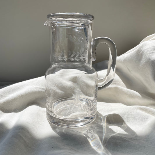 Etched Carafe & Glass Set