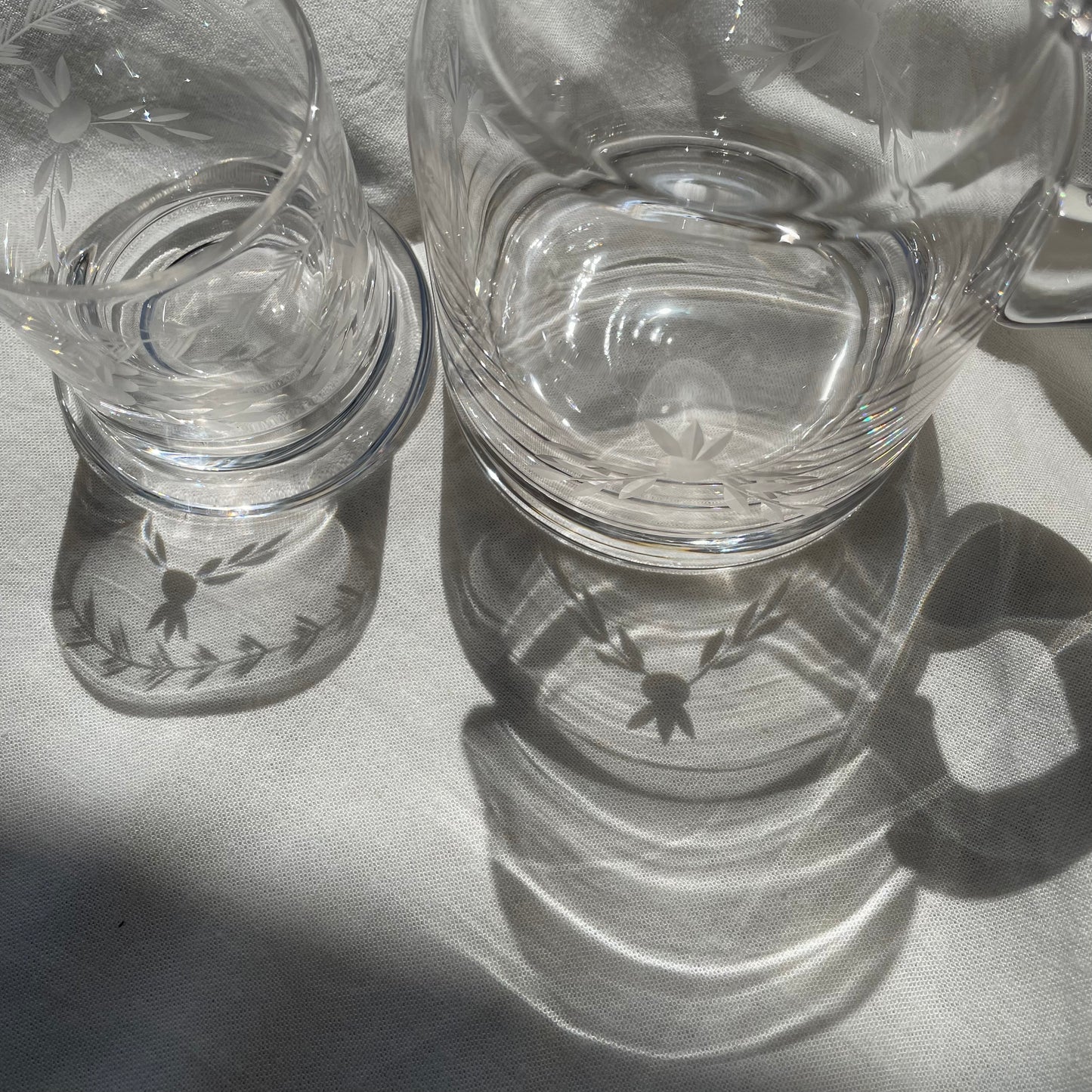 Etched Carafe & Glass Set